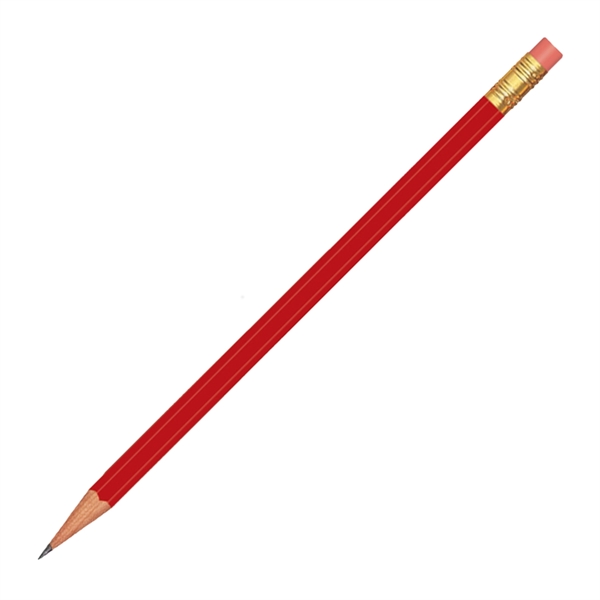Red color option for Branded Hex Pencil With Pink Eraser