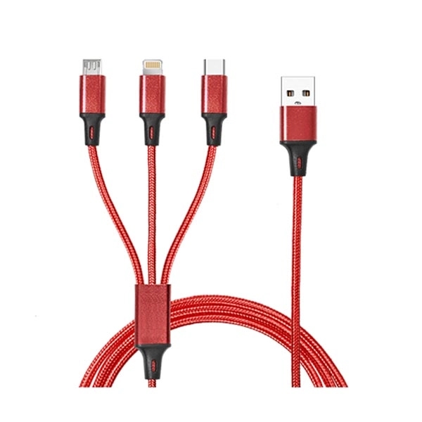 Red color option for Taft Avenue 3 In 1 Nylon Braided Charging Cable
