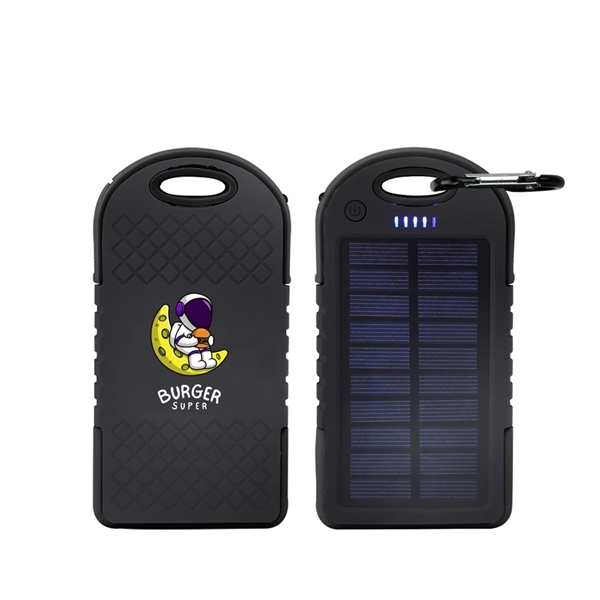Black color option for 4000 Mah Solar Power Bank With Carabiner