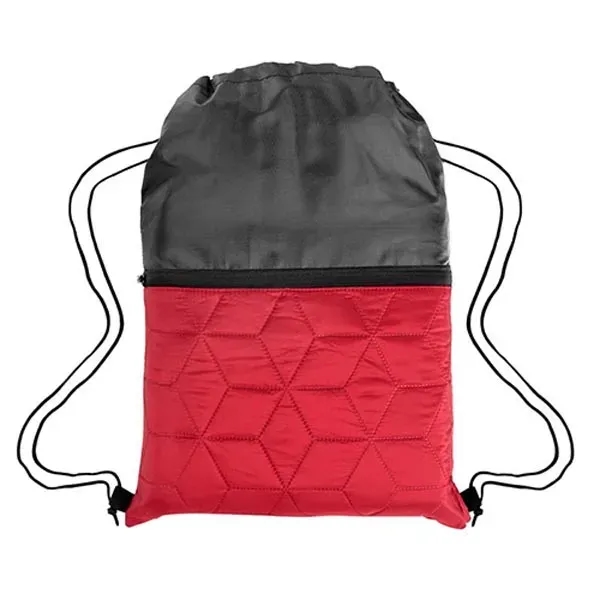 Red color option for Polyester Quilted Drawstring Bag