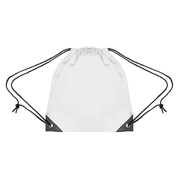 White color option for Youth Polyester Drawstring Bag