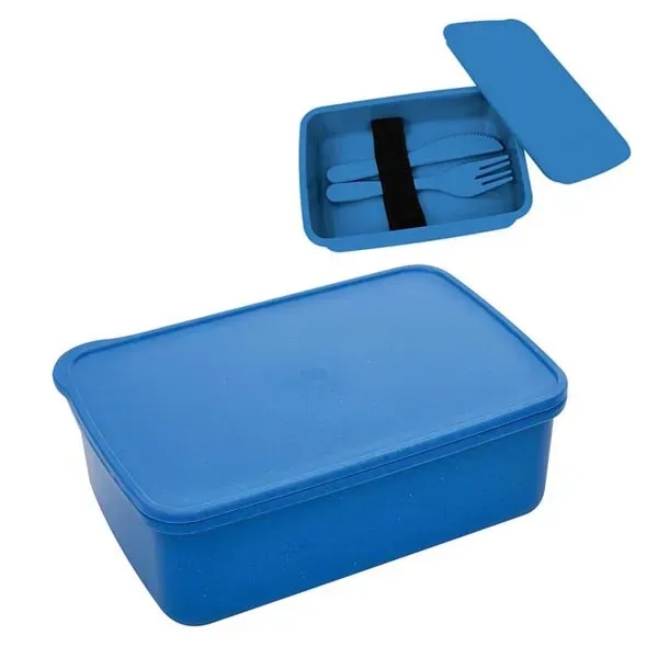 Blue color option for Lunch Set With Utensils & Full Color Lid