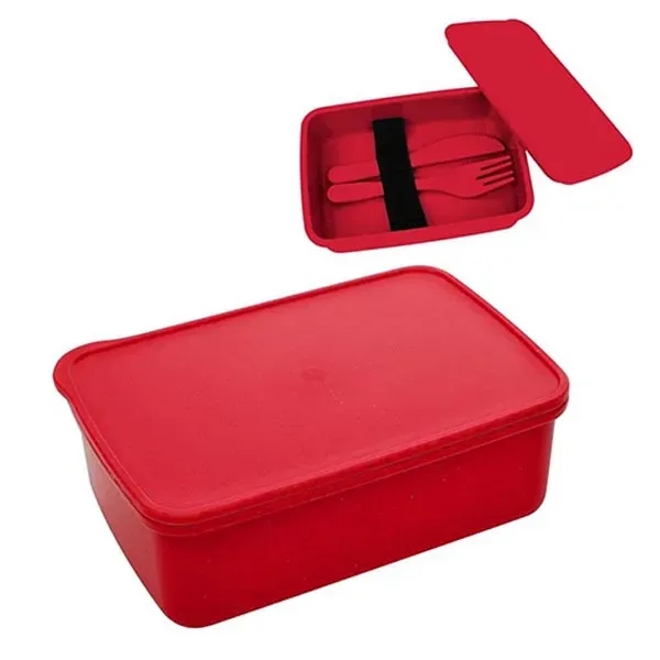 Red color option for Lunch Set With Utensils & Full Color Lid