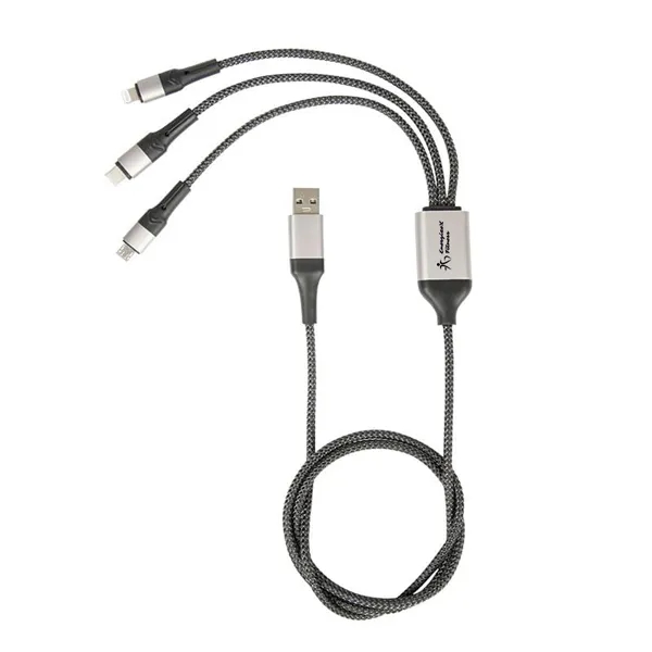 Black With Silver color option for 6 In 1 3 Ft. Multi Charging Cable