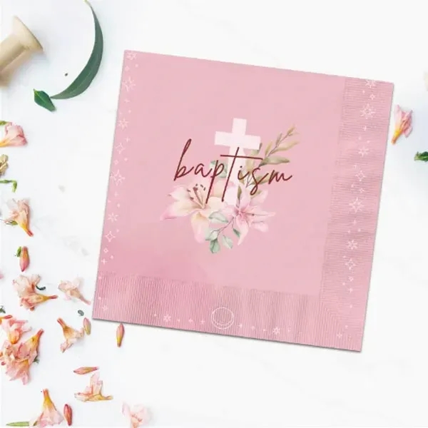 Classic Pink color option for 3ply Foil Stamped Beverage Napkins