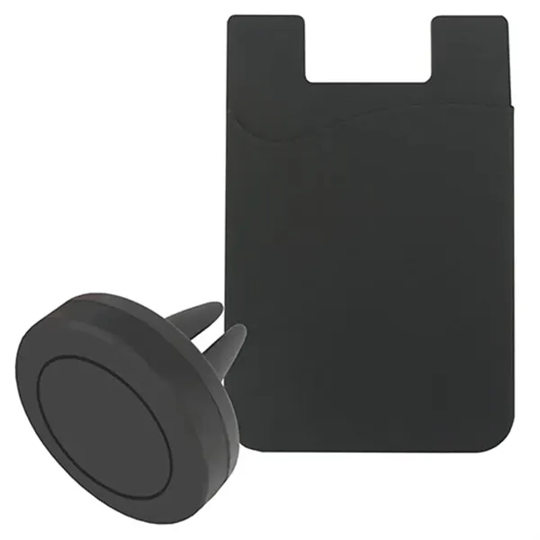 Black-Black color option for Magnetic Auto Air Vent Phone Wallet