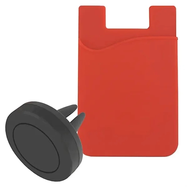 Red-Black color option for Magnetic Auto Air Vent Phone Wallet