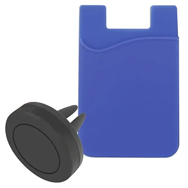 Royal Blue-Black color option for Magnetic Auto Air Vent Phone Wallet