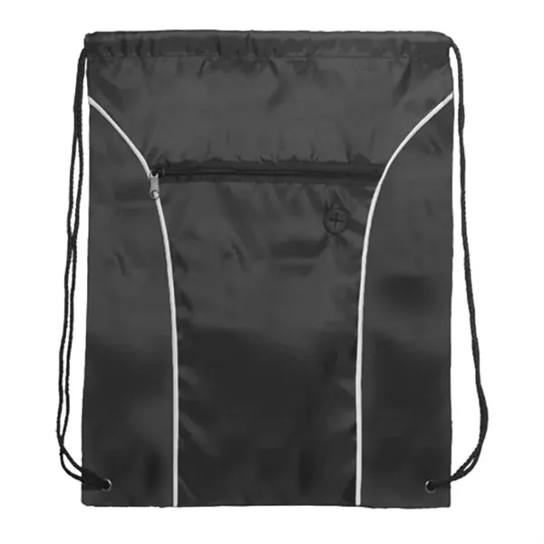 Black-Black-White color option for Two Tone Polyester Drawstring Bags