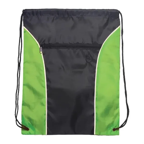 Black-Lime Green-White color option for Two Tone Polyester Drawstring Bags