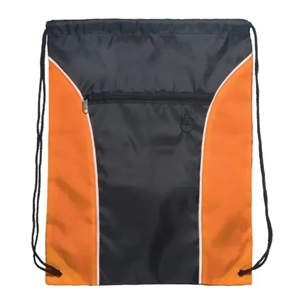 Black-Orange-White color option for Two Tone Polyester Drawstring Bags