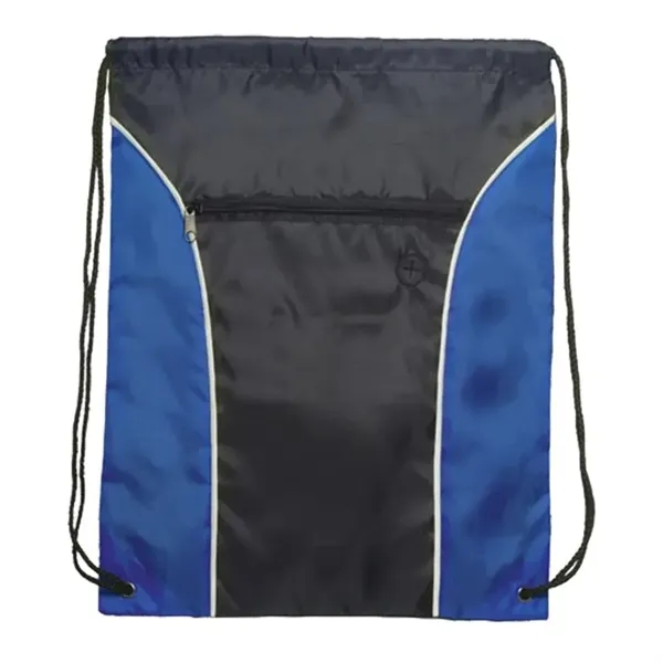 Black-Royal Blue-White color option for Two Tone Polyester Drawstring Bags