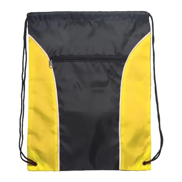 Black-Yellow-White color option for Two Tone Polyester Drawstring Bags
