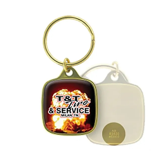Photo of Keychain   Square Solid Brass Domed Keytag (1 1/8"X1 3/4")