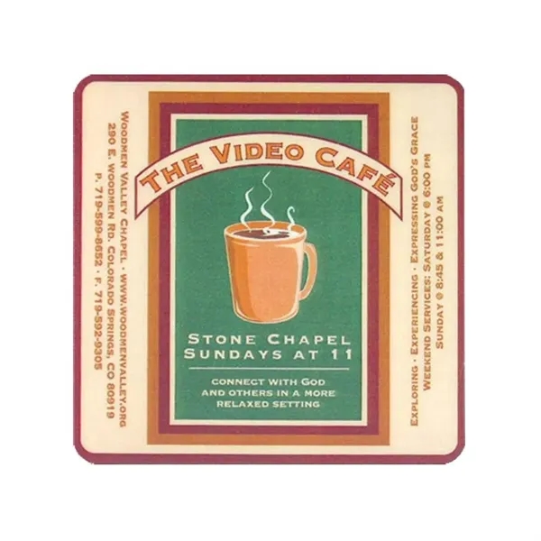 Multi Color color option for 4" Square Hard Surface Rubber Lined Coasters With 1/8" Base