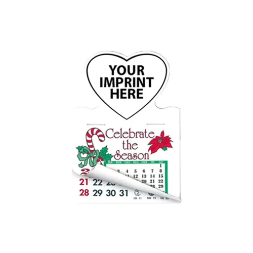 Main photo of Heart Shape Calendar Pad Sticker With Tear Away Calendar