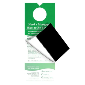 Photo of Custom Printed Door Hanger With Business Card Magnet