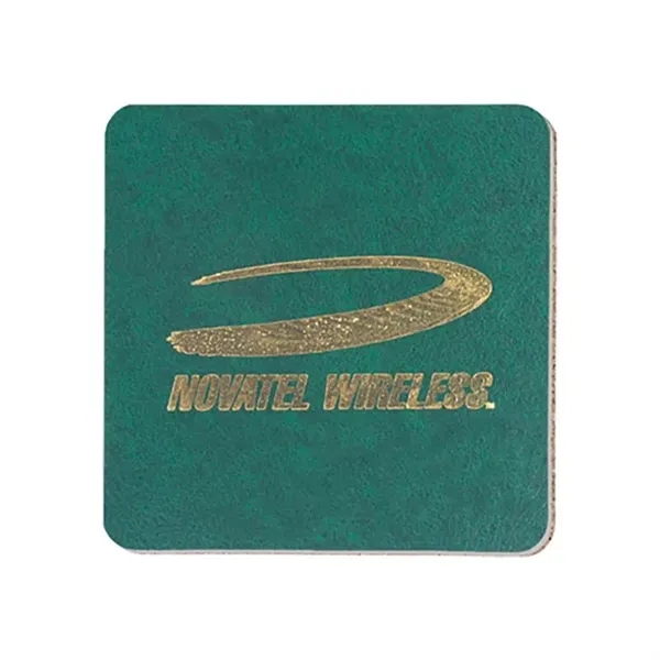 Green color option for 3.5" Square Leatherette Coaster