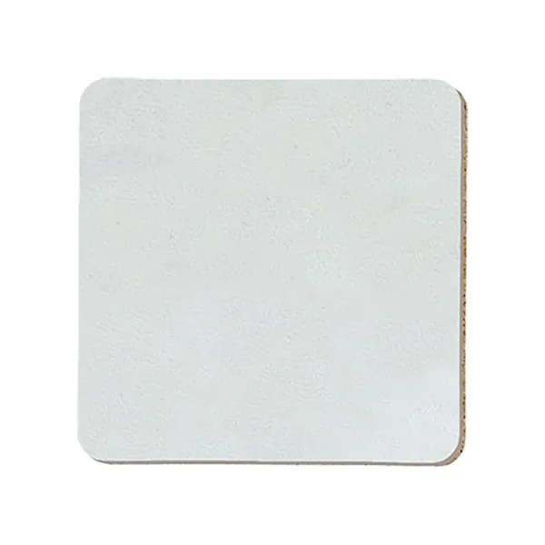 White color option for 3.5" Square Leatherette Coaster
