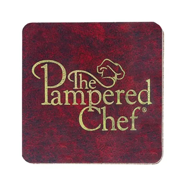 Burgundy color option for 4" Square Leatherette Coaster