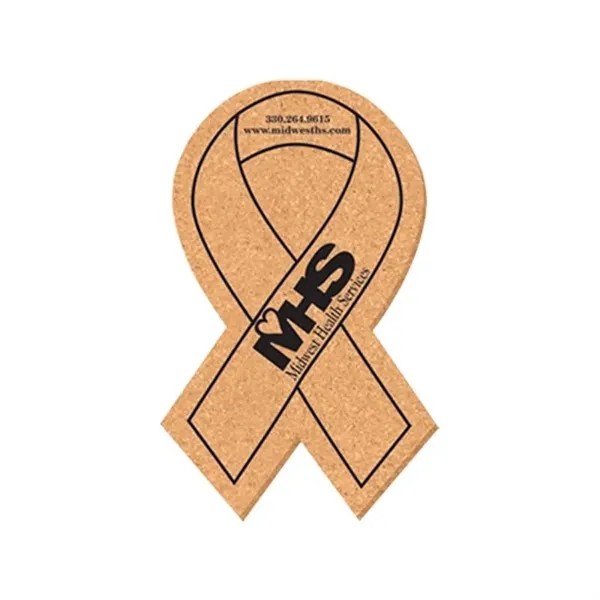 Cork Brown color option for 6 3/4" X 4" Awareness Ribbon Shape Cork Coasters