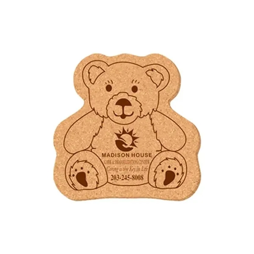Main photo of 5" X 5" Teddy Bear Shape Cork Coasters