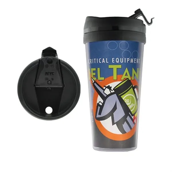 Multi Color-Black color option for 16 Oz. Custom Printed Travel Mug Tumbler W/ 4 Color Imprint