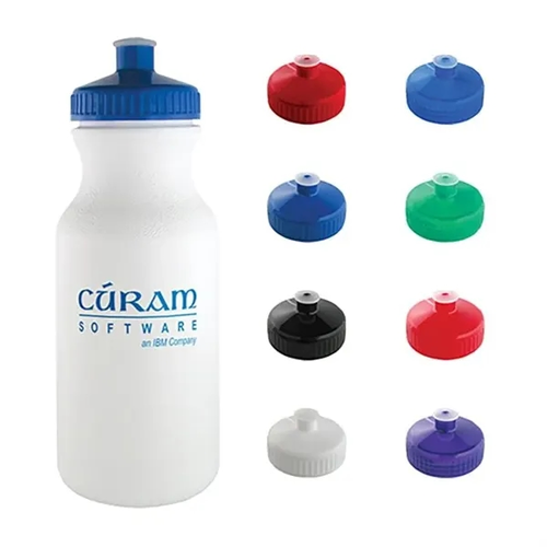 Photo of 20 Oz White Plastic Water Bottle With Colored Lid