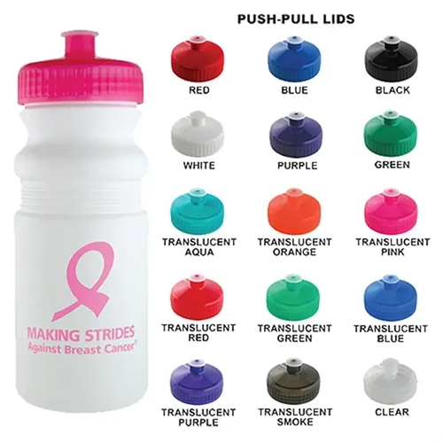 Main photo of 20 Oz White Plastic Water Bottle W/ Your Choice Of Lid Color