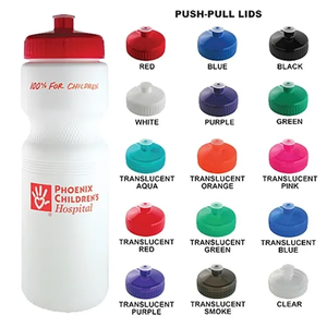 Photo of 20 Oz White Plastic Water Bottle W/ Your Choice Of Lid Color