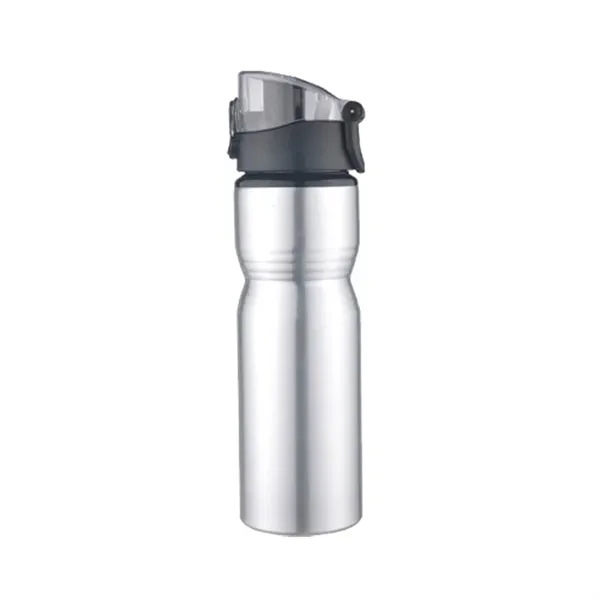 Silver-Black color option for 25 Oz Aluminum Sports Bottle With Twist Off Lid & Carabiner