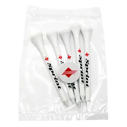 Main photo of Golf Tee Poly Packet With 5 Tees & 1 Ball Marker
