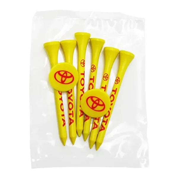 Yellow color option for Golf Tee Poly Packet With 6 Tees & 2 Ball Markers