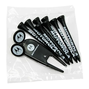 Photo of Golf Tee Poly Packet W/ 8 Tees, 2 Ball Markers & Divot Tool