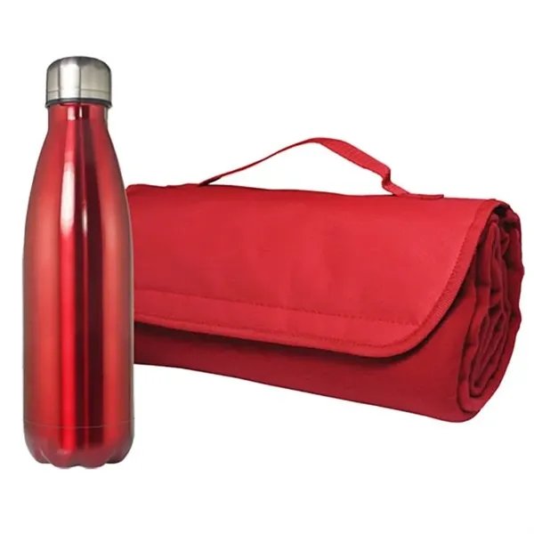 Red color option for Blanket And Bottle Set