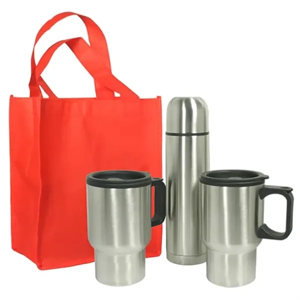 Red color option for Mug Gift Set With Non Woven Gift Tote Bag