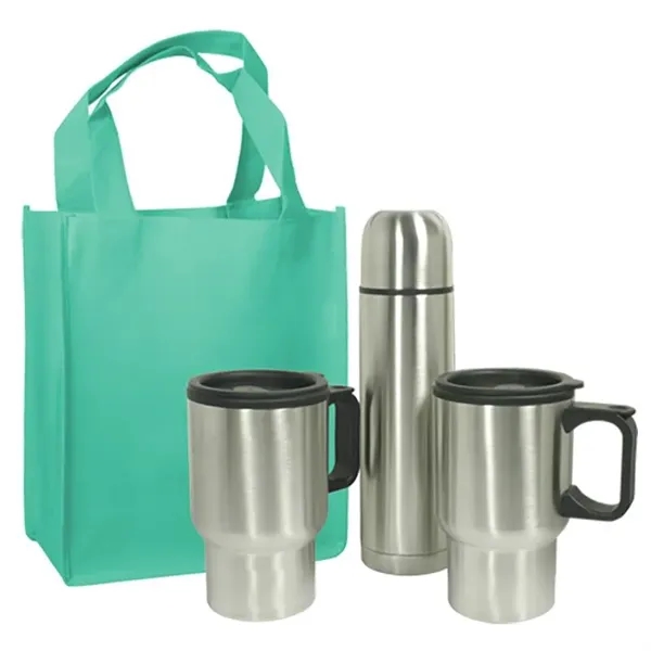 Teal color option for Mug Gift Set With Non Woven Gift Tote Bag