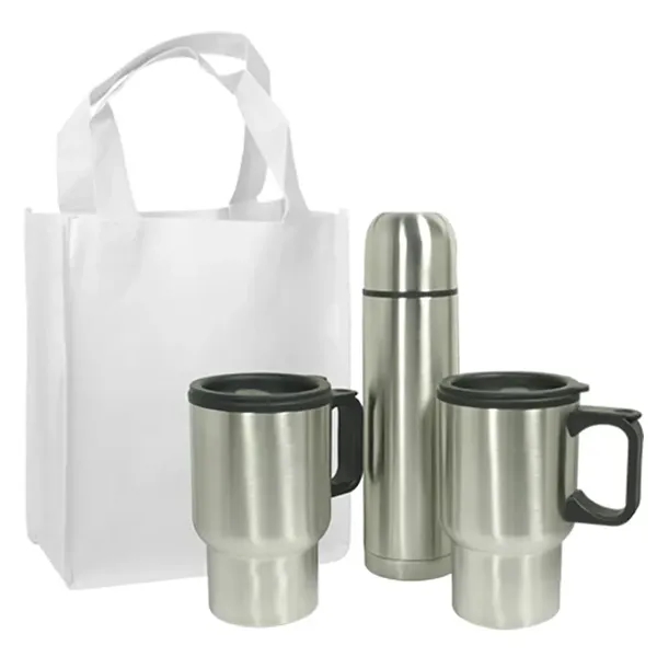 White color option for Mug Gift Set With Non Woven Gift Tote Bag