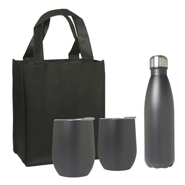 Black color option for Goblet And Bottle Set With Non Woven Mini Gift Tote Bag