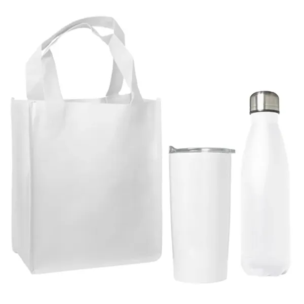 White color option for Tumbler And Bottle Set With Non Woven Mini Gift Tote Bag