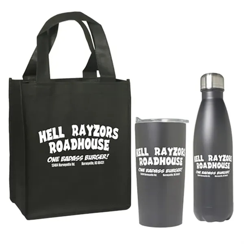 Main photo of Tumbler And Bottle Set With Non Woven Mini Gift Tote Bag