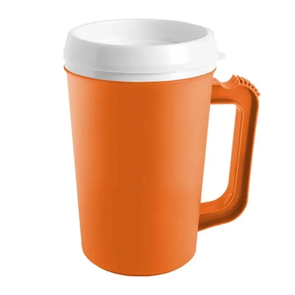 Burnt Orange-White color option for 22 Oz. Grande Coffee Mug With Spill Resistant Lid