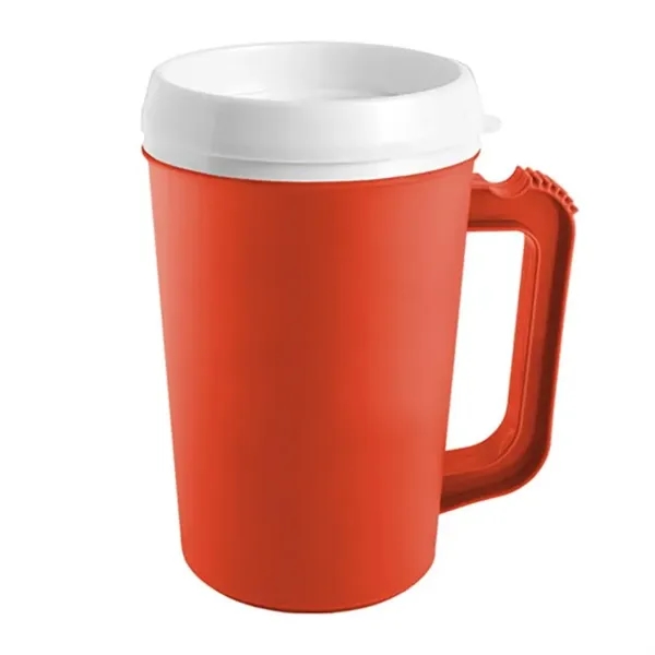 Flat Sunset Red-White color option for 22 Oz. Grande Coffee Mug With Spill Resistant Lid