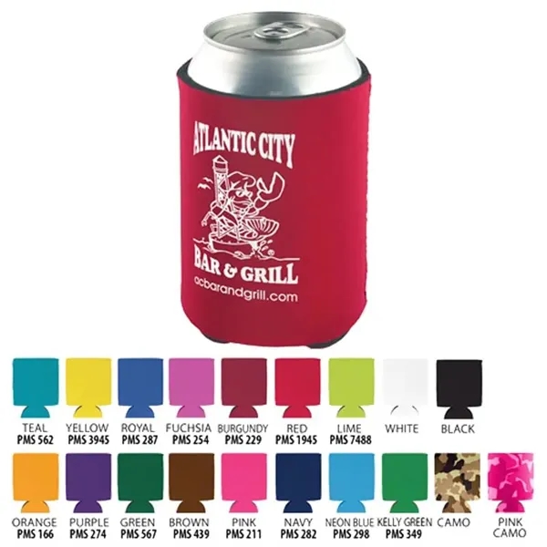 Brown color option for Pocket Can Coolie   3 Side Imprint Included!