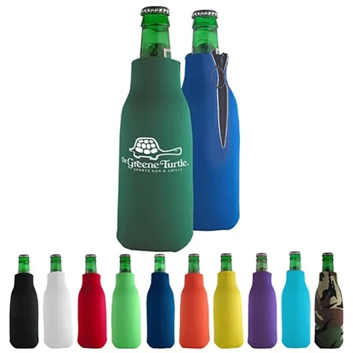 Photo of Zippered Bottle Beverage Insulator With 3 Sided Imprint