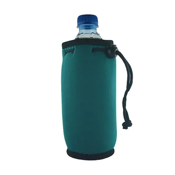 Green color option for Bottle Coolie With Drawstring & Clip
