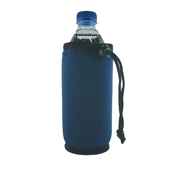 Navy Blue color option for Bottle Coolie With Drawstring & Clip