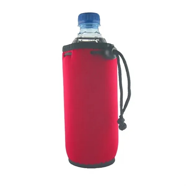 Red color option for Bottle Coolie With Drawstring & Clip