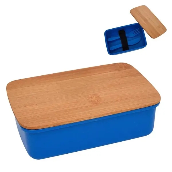 Blue color option for Wheat Lunch Set With Bamboo Lid