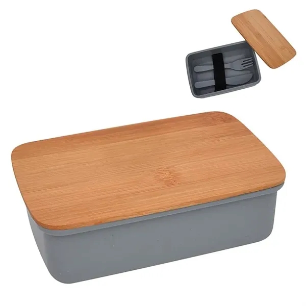 Gray color option for Wheat Lunch Set With Bamboo Lid